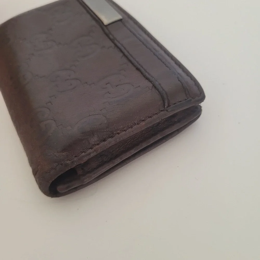 Gucci Guccissima Brown Leather Card Case Wallet GG Monogram 251727-496334 Italy